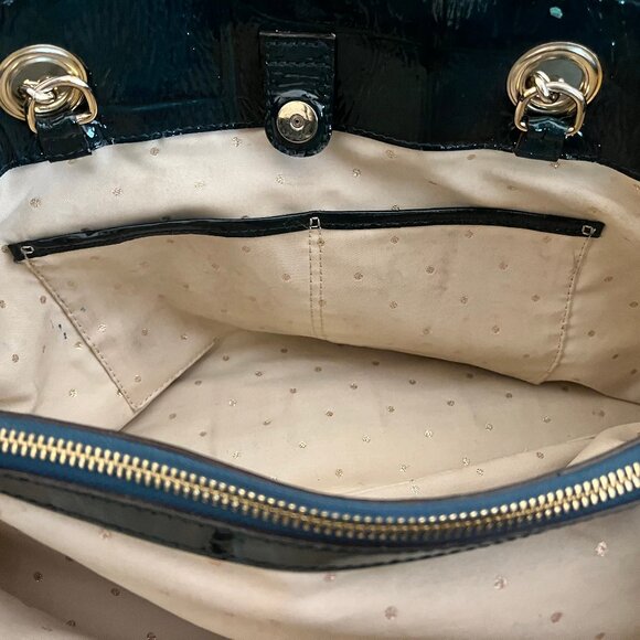 Kate Spade Knightsbridge Helena Croc Green Patent Leather Shoulder Bag - Picture 10 of 15